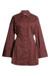 STAUD STAUD CINDY LONG SLEEVE STRETCH COTTON SHIRTDRESS