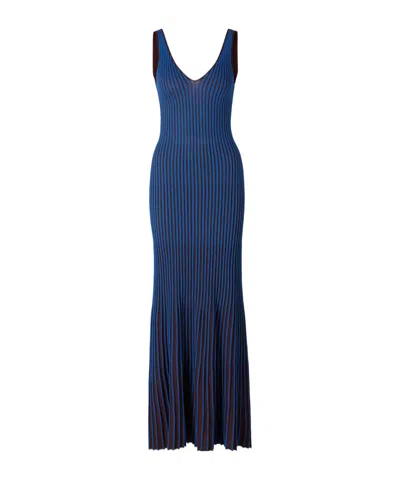 Staud Claretta Stripe Sleeveless Maxi Dress In Blue