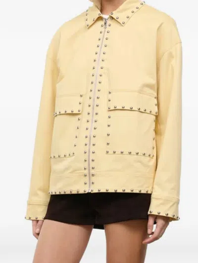 Staud Clarke Stud-embellished Jacket In Yellow