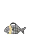 Staud Cleo Fish Woven Raffia Basket Bag