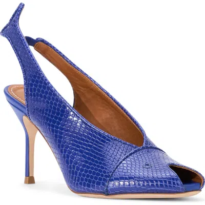 Staud Cleo Fish Peep Toe Slingback Pump In Blue