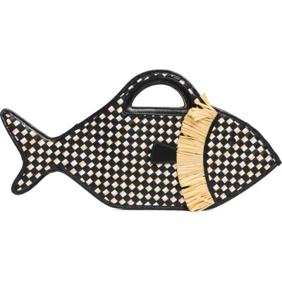 Staud Cleo Fish Woven Raffia Basket Bag