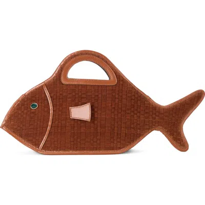 Staud Cleo Leather Fish Bag In Brown