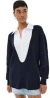 Staud "coast" Shirt In Navy/white