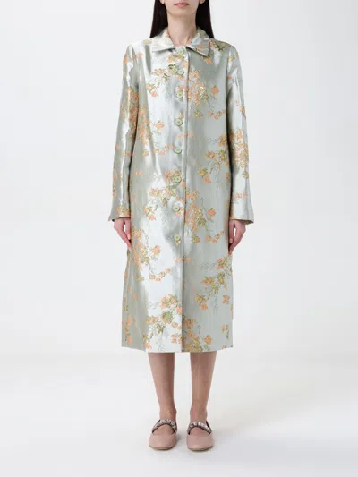 Staud Antoinette Metallic Brocade Coat In Mint