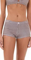 Staud Cod Bikini Bottoms Dark Chocolate Micro Check In Dark Chocolate Micro Check