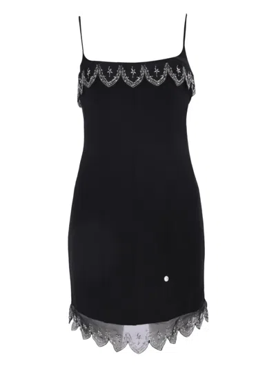 Staud Colette Beaded-trim Mini Dress In Black
