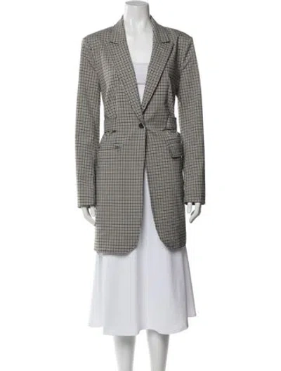 Pre-owned Staud Colorblock Pattern Blazer In White