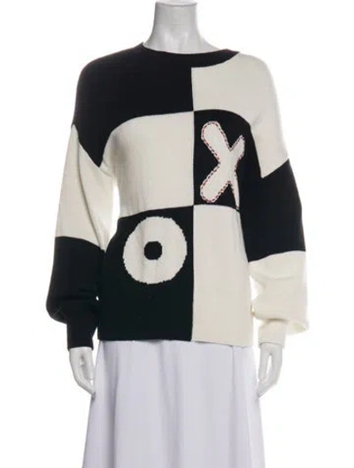 Pre-owned Staud Colorblock Pattern Crew Neck Sweater In Multi