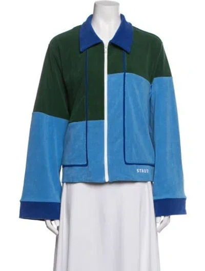 Pre-owned Staud Colorblock Pattern Jacket In Blue