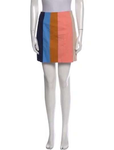 Pre-owned Staud Colorblock Pattern Knee-length Skirt In Blue