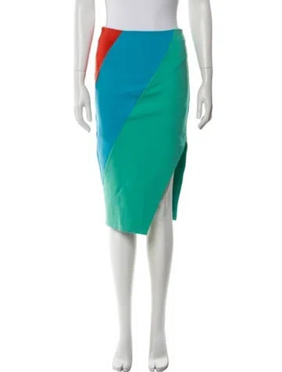 Pre-owned Staud Colorblock Pattern Knee-length Skirt In Blue
