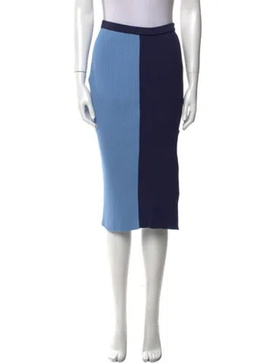 Pre-owned Staud Colorblock Pattern Knee-length Skirt In Blue