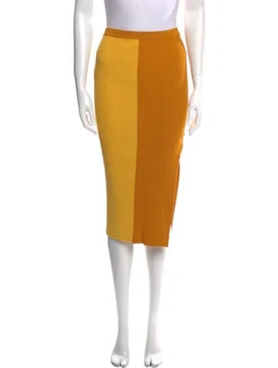 Pre-owned Staud Colorblock Pattern Knee-length Skirt In Yellow