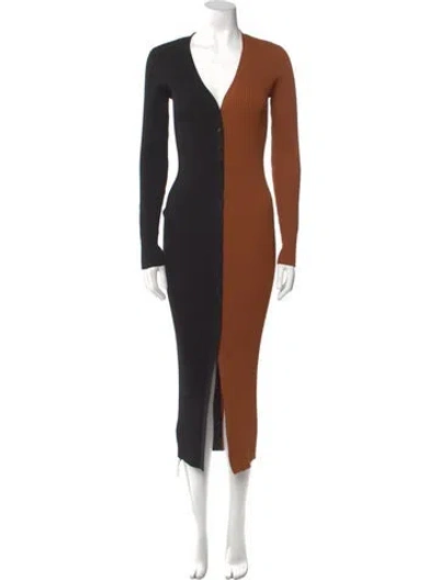 Pre-owned Staud Colorblock Pattern Long Dress In Black