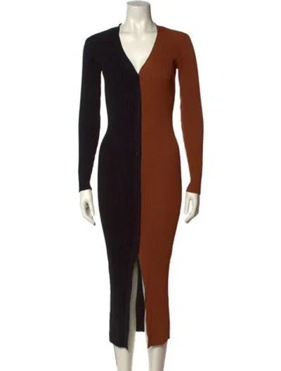 Pre-owned Staud Colorblock Pattern Long Dress In Black