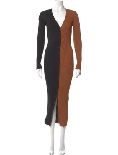 Pre-owned Staud Colorblock Pattern Long Dress In Black