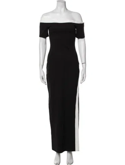 Pre-owned Staud Colorblock Pattern Long Dress In Black