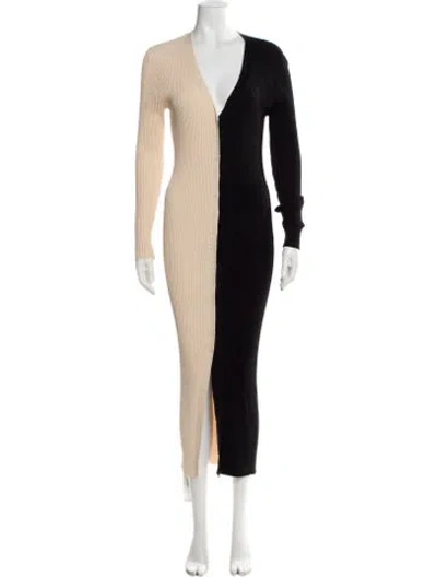 Pre-owned Staud Colorblock Pattern Long Dress In Black/neutrals