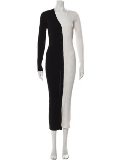 Pre-owned Staud Colorblock Pattern Long Dress In Black/white