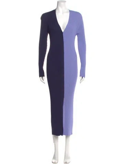 Pre-owned Staud Colorblock Pattern Long Dress In Blue