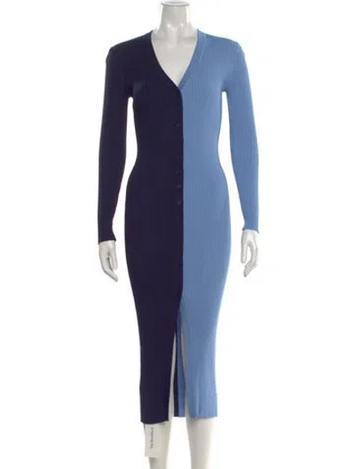 Pre-owned Staud Colorblock Pattern Long Dress In Blue