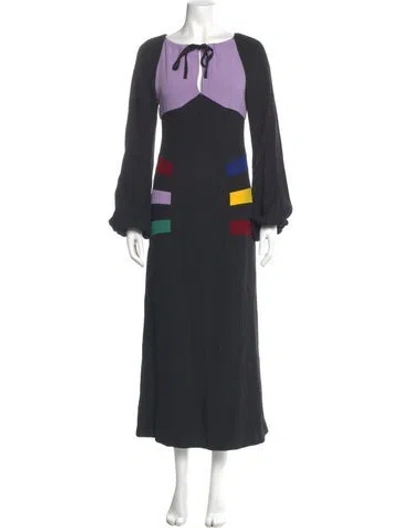 Pre-owned Staud Colorblock Pattern Long Dress In Gray