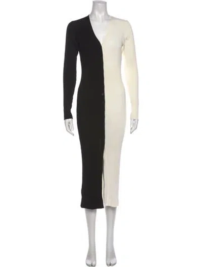 Pre-owned Staud Colorblock Pattern Long Dress In Multi