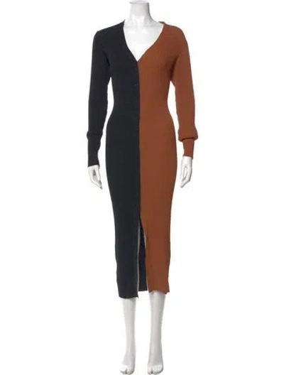 Pre-owned Staud Colorblock Pattern Long Dress In Multi