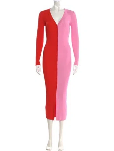 Pre-owned Staud Colorblock Pattern Long Dress In Multi