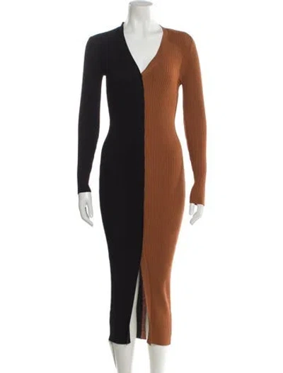 Pre-owned Staud Colorblock Pattern Long Dress In Multi