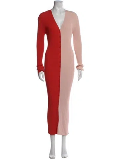 Pre-owned Staud Colorblock Pattern Long Dress In Multi