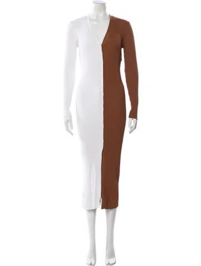 Pre-owned Staud Colorblock Pattern Long Dress In Multi