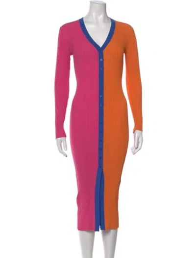 Pre-owned Staud Colorblock Pattern Long Dress In Multi