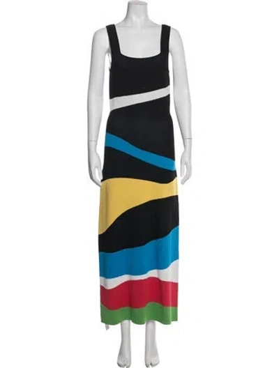 Pre-owned Staud Colorblock Pattern Long Dress In Multi
