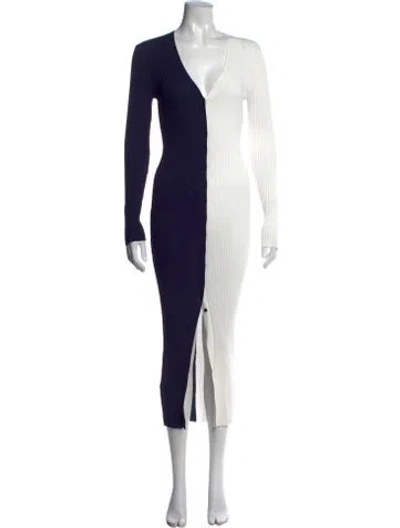 Pre-owned Staud Colorblock Pattern Long Dress In Multi