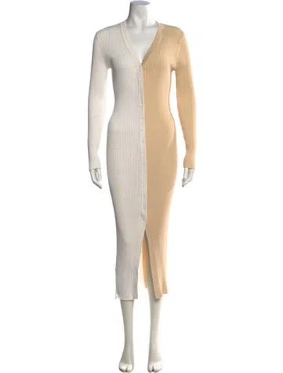 Pre-owned Staud Colorblock Pattern Long Dress In Neutrals