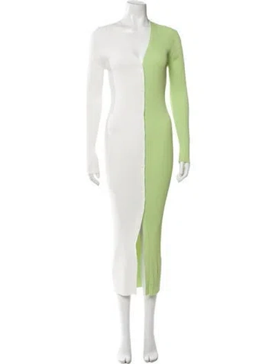 Pre-owned Staud Colorblock Pattern Long Dress In Neutrals