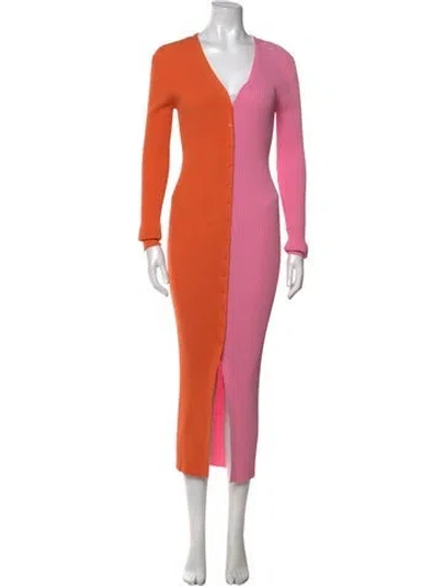 Pre-owned Staud Colorblock Pattern Long Dress In Pink