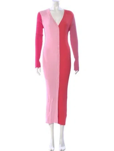 Pre-owned Staud Colorblock Pattern Long Dress In Pink