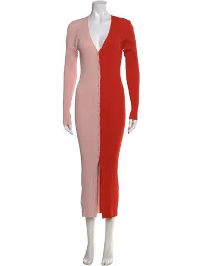 Pre-owned Staud Colorblock Pattern Long Dress In Pink