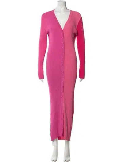 Pre-owned Staud Colorblock Pattern Long Dress In Pink