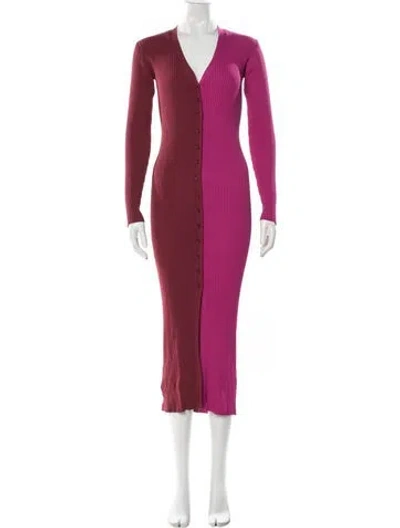 Pre-owned Staud Colorblock Pattern Long Dress In Red