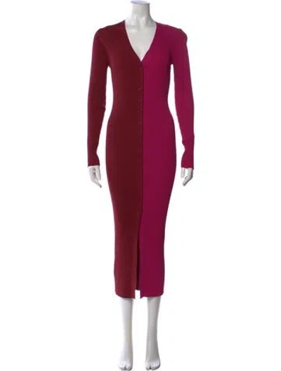 Pre-owned Staud Colorblock Pattern Long Dress In Red