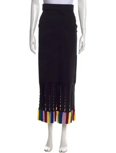 Pre-owned Staud Colorblock Pattern Long Skirt In Black