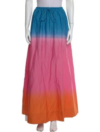 Pre-owned Staud Colorblock Pattern Long Skirt In Orange