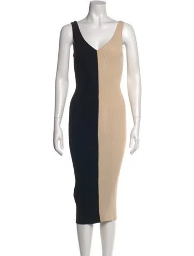 Pre-owned Staud Colorblock Pattern Midi Length Dress