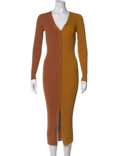 Pre-owned Staud Colorblock Pattern Midi Length Dress