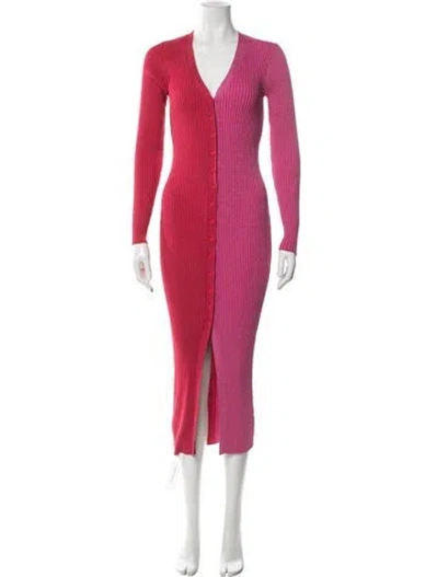 Pre-owned Staud Colorblock Pattern Midi Length Dress