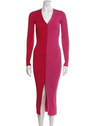 Pre-owned Staud Colorblock Pattern Midi Length Dress